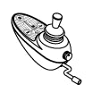 3 Key Remote Plus Joystick Controller with Profiles and Speed Potentiometer (Reconditioned) - A black and white illustration of a remote control device with keys for horn, mode, on/off switch, and speed indicators.