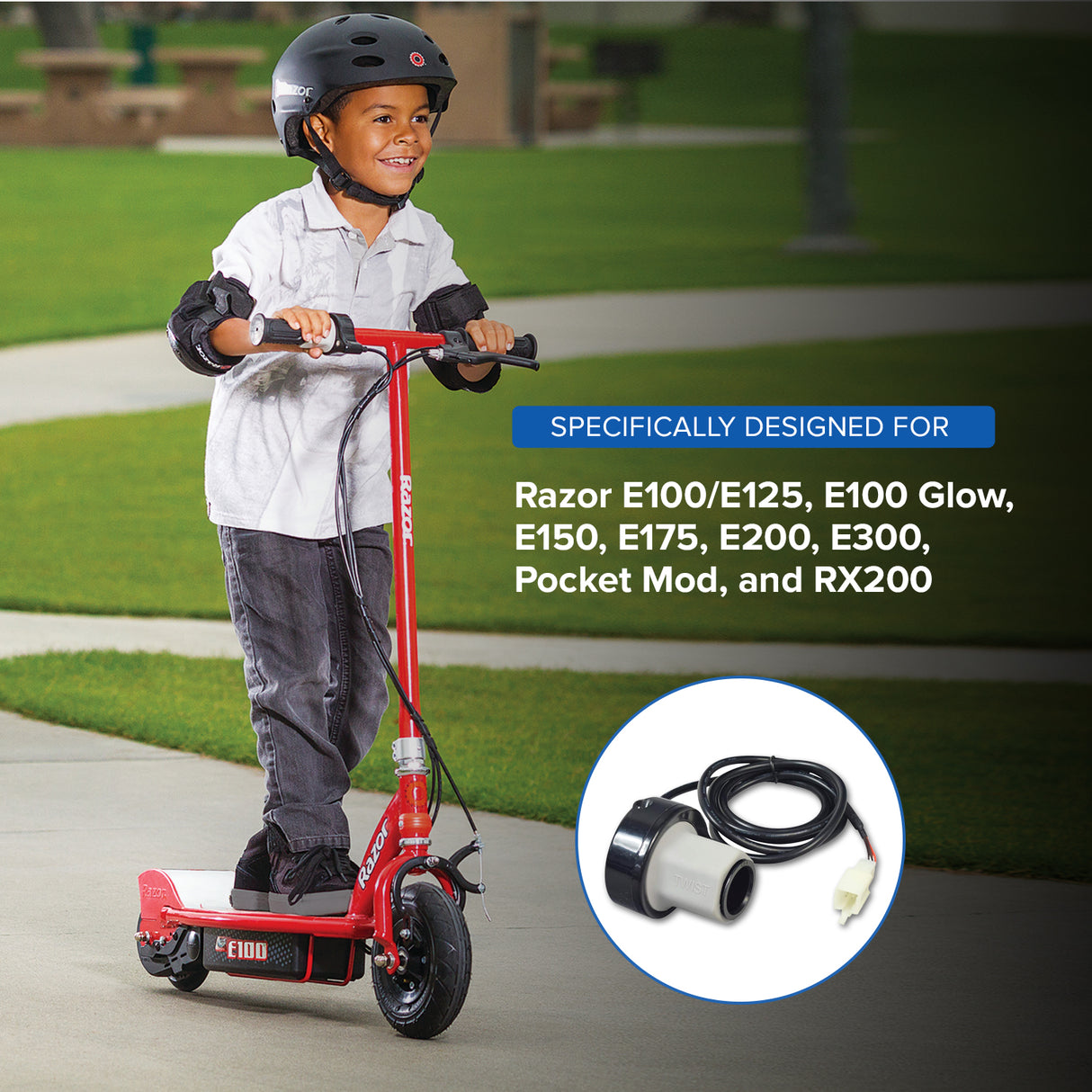 Single Speed 4-Wire Twist Grip Throttle for the Razor E100 Glow