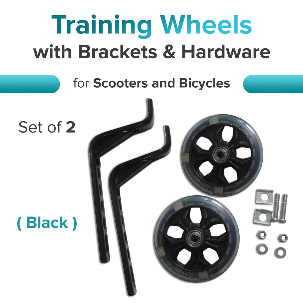 Training Wheels with Brackets & Hardware (Set of 2)