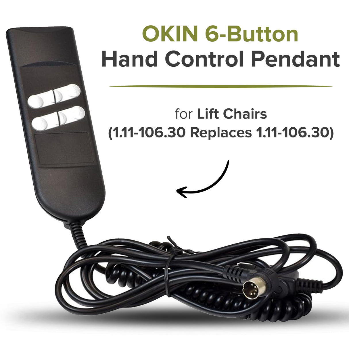 OKIN 6-Button Hand Control for Lift Chairs (1.11-046.30)