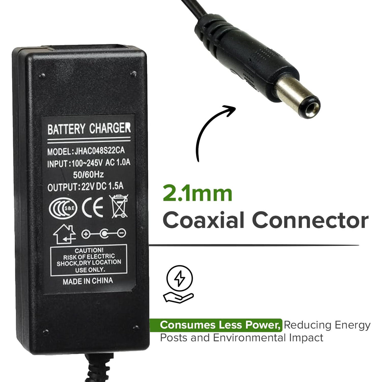 18 Volt 1.5 Amp 2.1mm ID Minimoto Sport Racer Coaxial Battery Charger