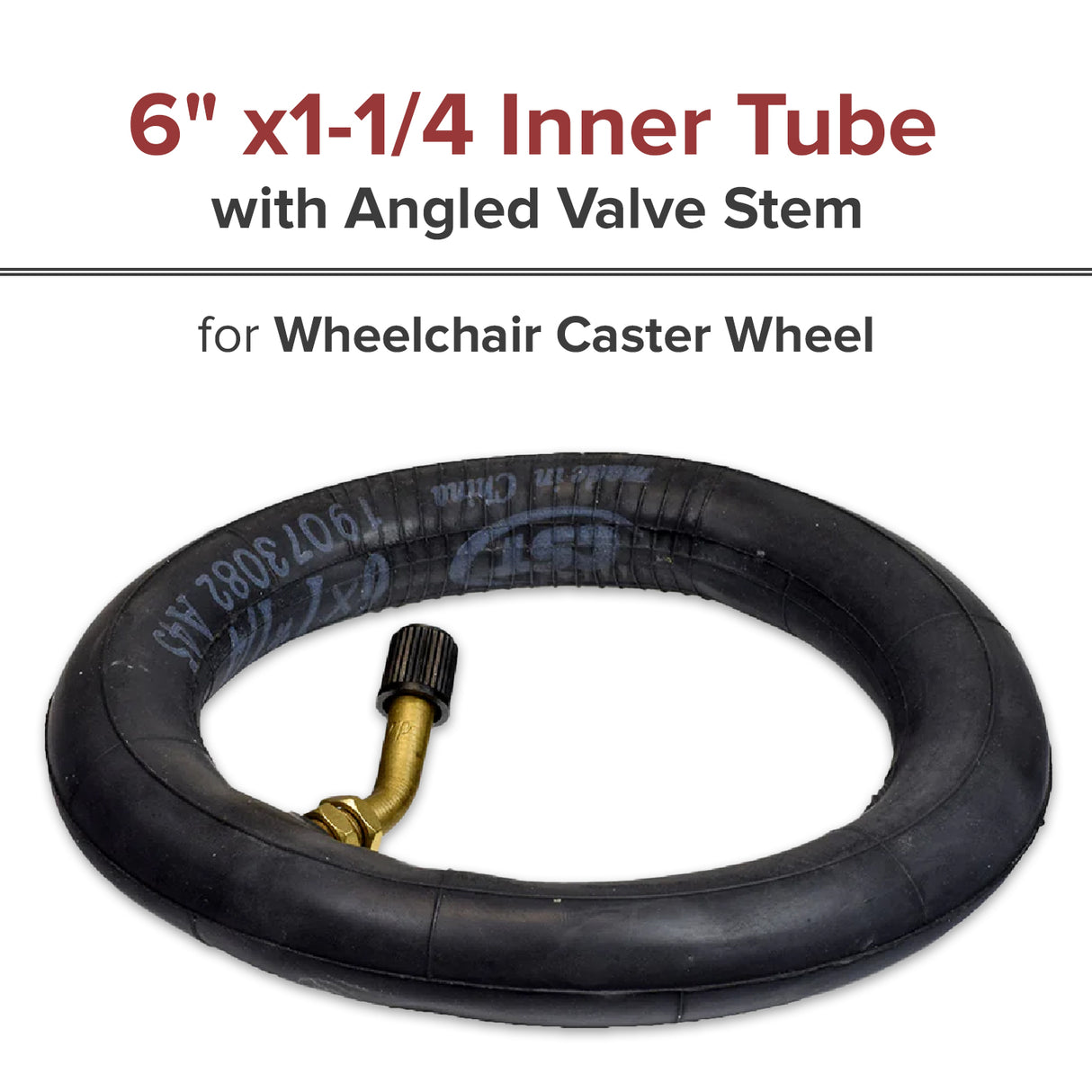 6"x1-1/4" Wheelchair Inner Tube with Angled Valve Stem (162300)