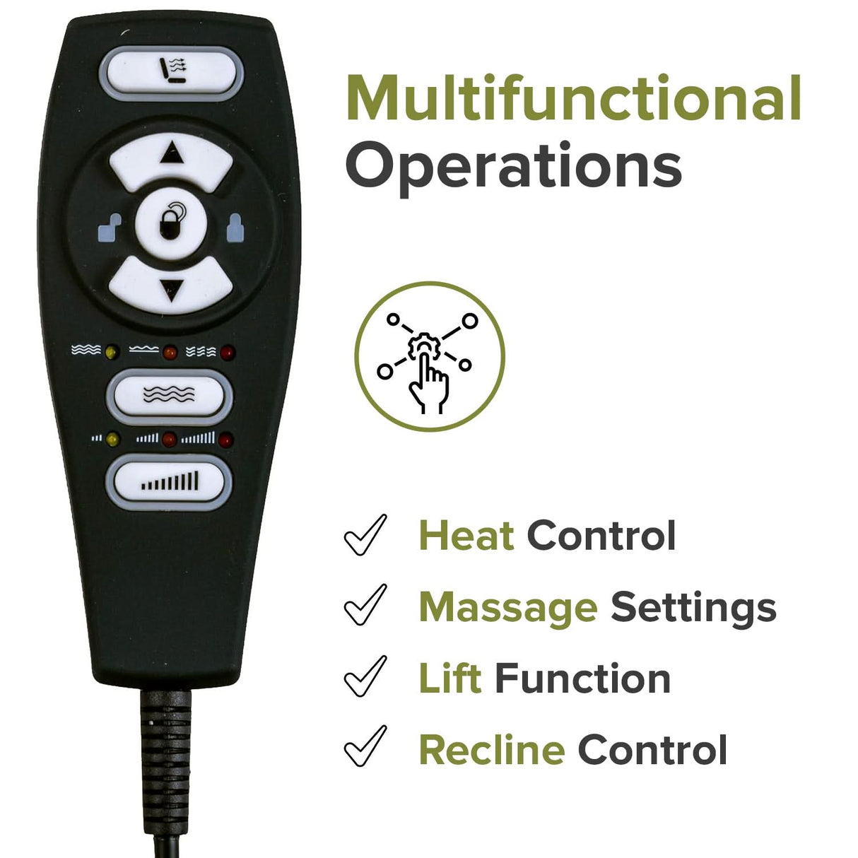HC-2802HL-PR3 Tranquil Ease Heat and Massage Hand Control for Pride Lift Chairs (ELEASMB5578)