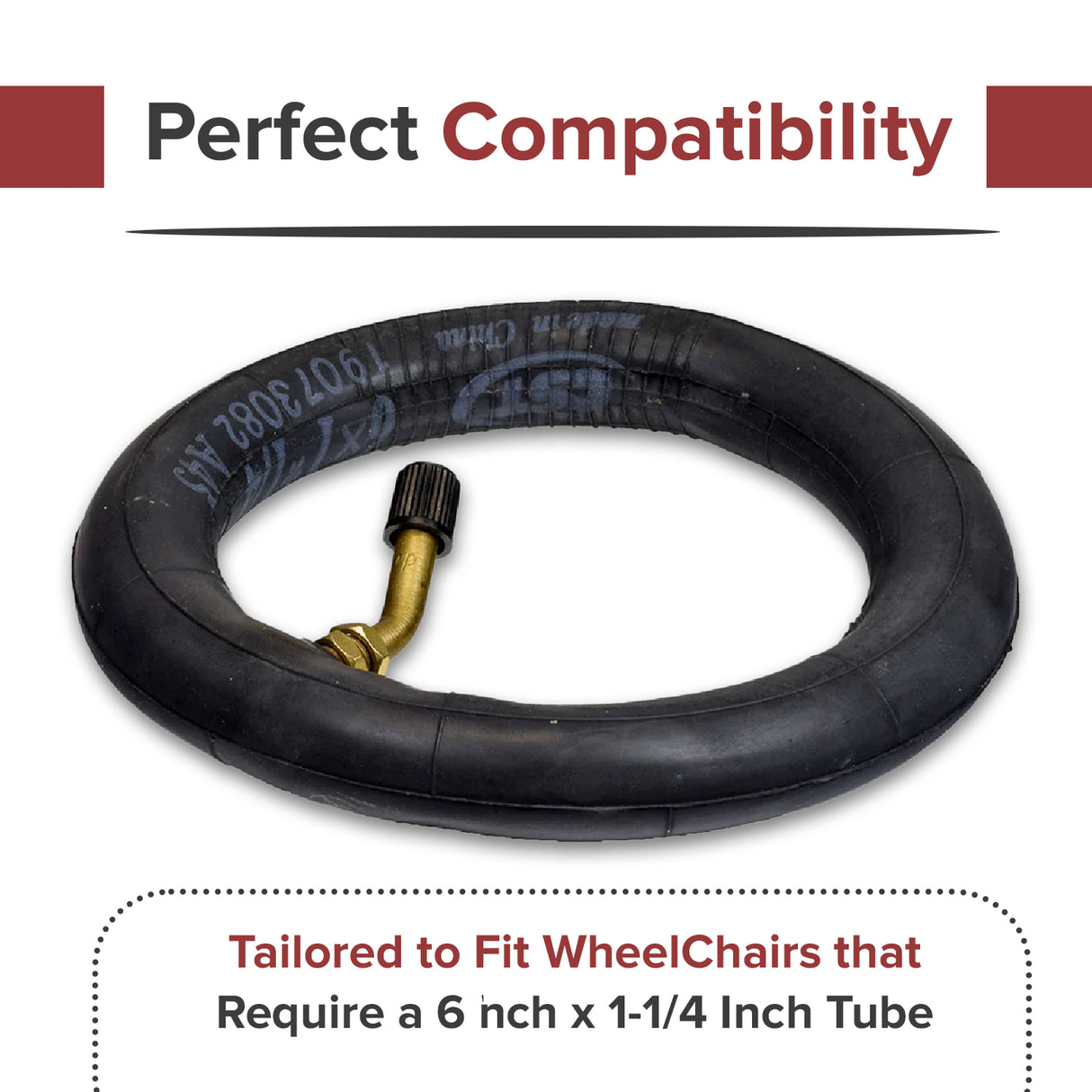 6"x1-1/4" Wheelchair Inner Tube with Angled Valve Stem (162300)