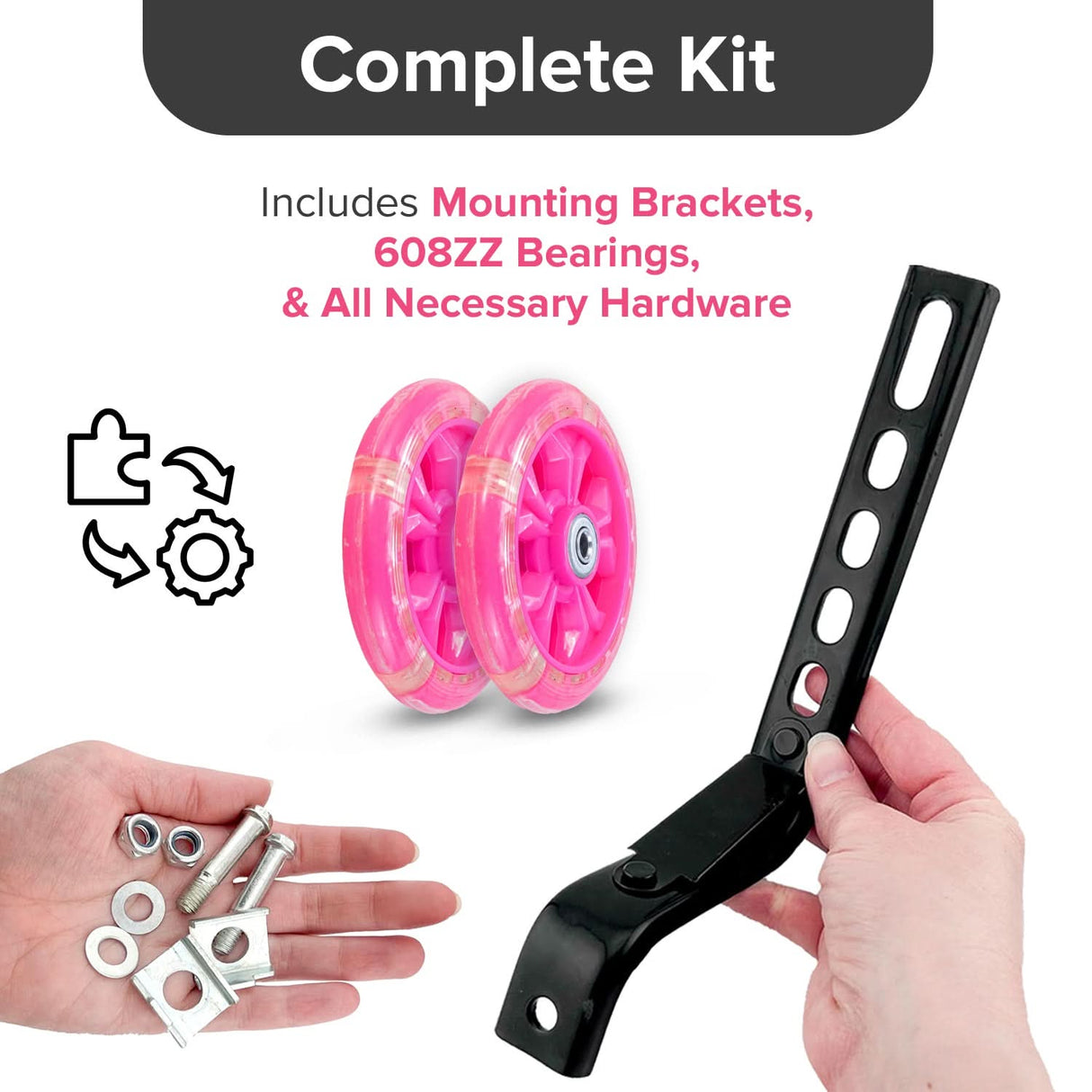 Training Wheels with Brackets & Hardware (Set of 2)