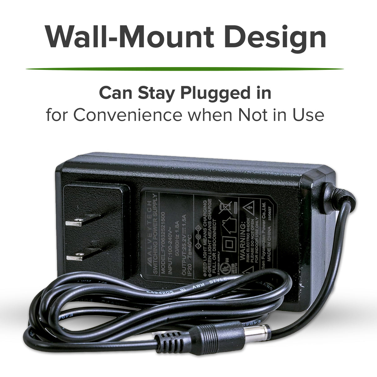 24 Volt 2.1mm ID Coaxial Battery Charger for Pulse Scooters