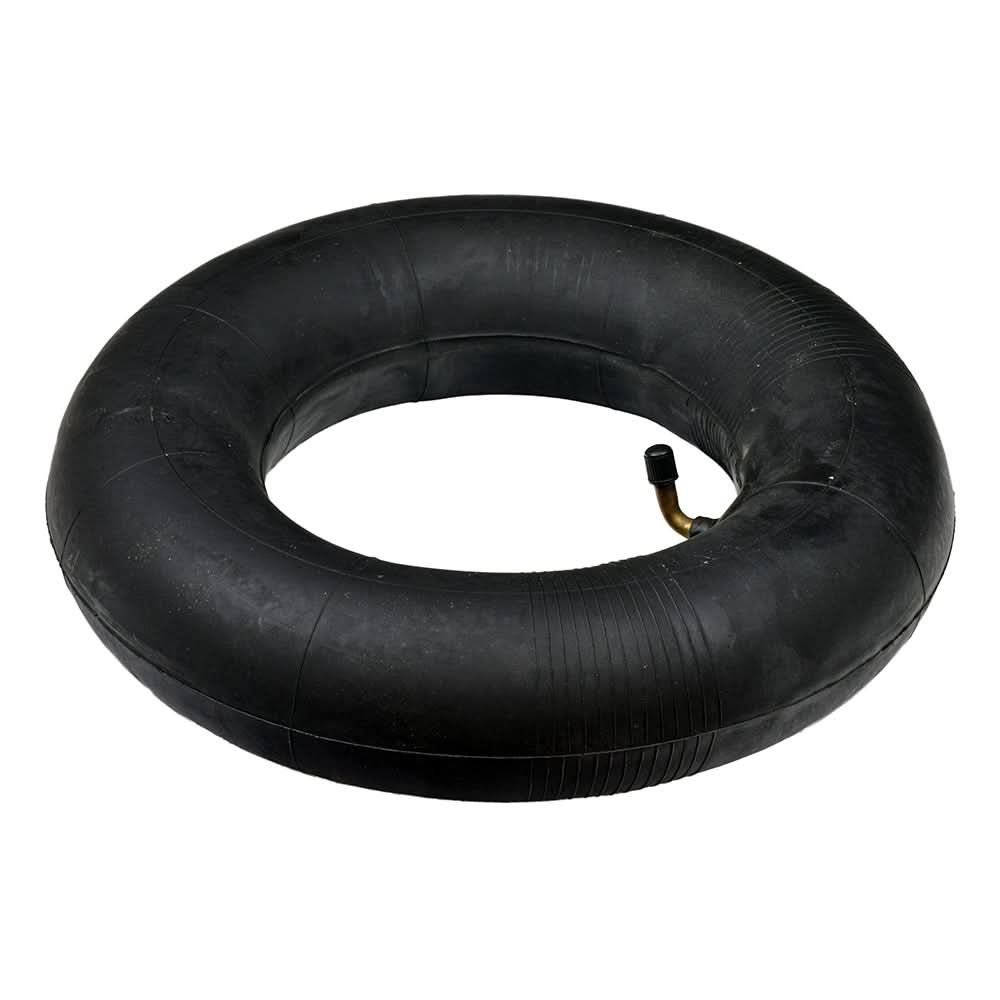 4.10/3.50-6 Pneumatic Mobility Tire with C156G Nimble Knobby Tread, featuring a black rubber exterior and an inner tube with a 90-degree angled valve stem.