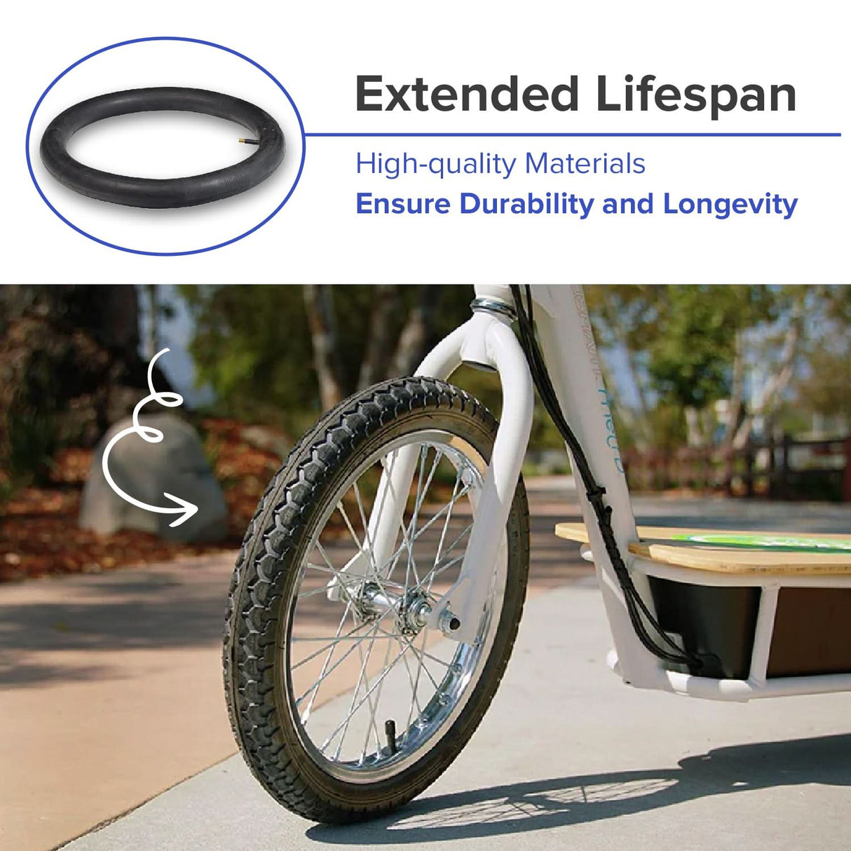 16x2.25/2.50 Inner Tube with Straight Valve Stem for the Razor iMod & EcoSmart Metro Series Electric Scooters