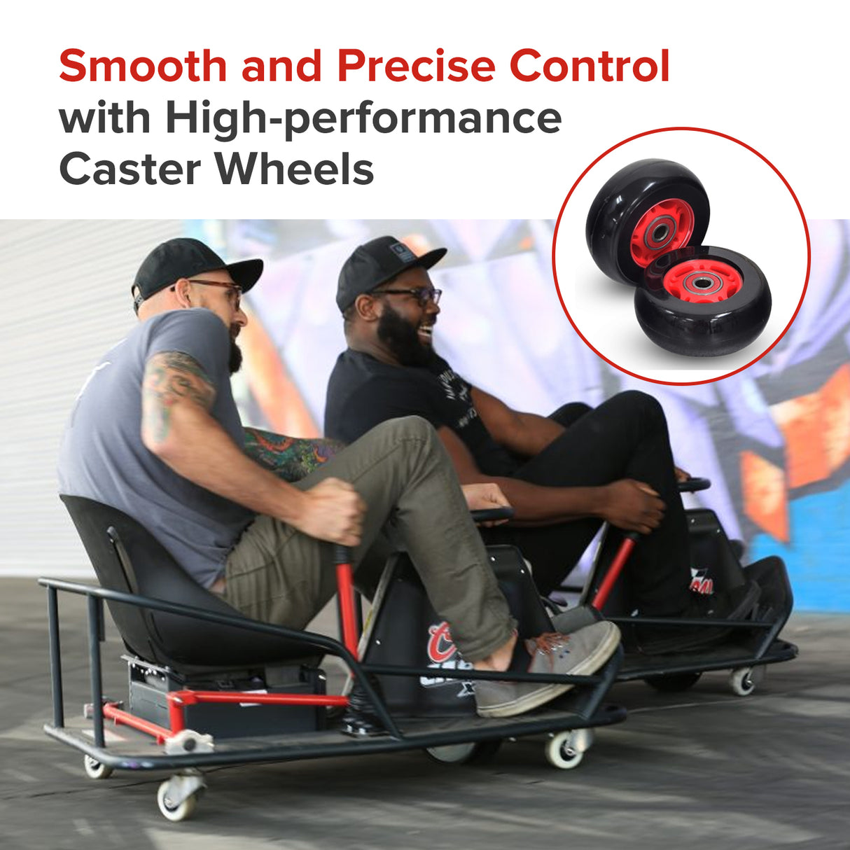 76 mm x 30 mm Caster Wheels for the Razor Crazy Cart (V7+), Crazy Cart DLX (V1+), Crazy Cart Shift (V1+), & Crazy Cart XL (V3+) (Set of 2)