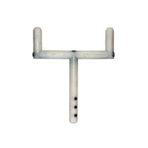 5-3/4 Goalpost Handle Joystick Extension for Power Chairs with P&G Controllers. Close-up of a white pipe with black dots, resembling a goalpost, and a set screw for attachment.