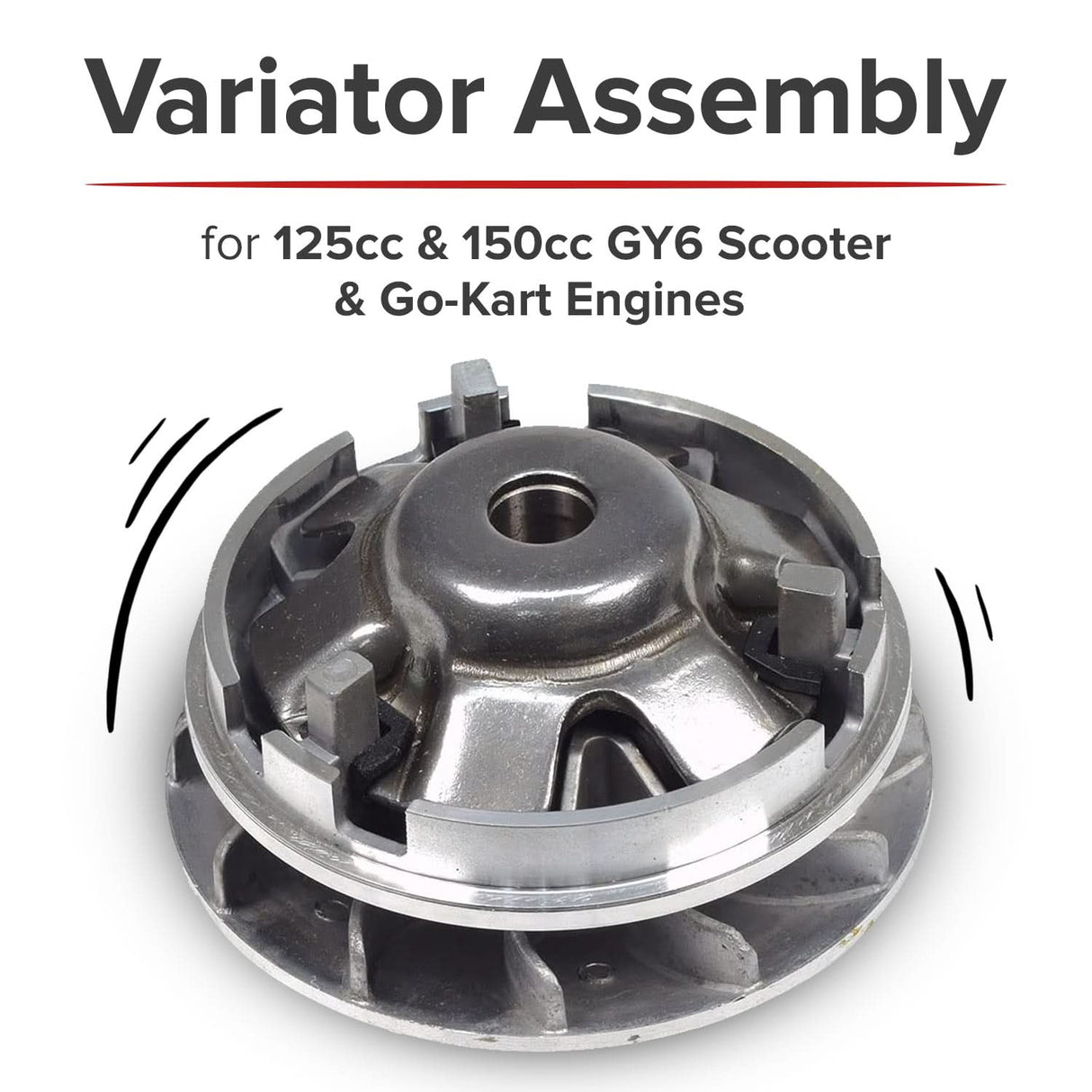 Variator Assembly for 125cc & 150cc GY6 Scooter & Go-Kart Engines