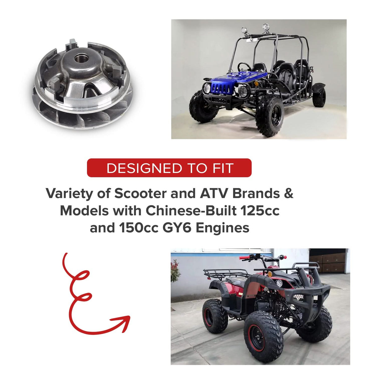 Variator Assembly for 125cc & 150cc GY6 Scooter & Go-Kart Engines