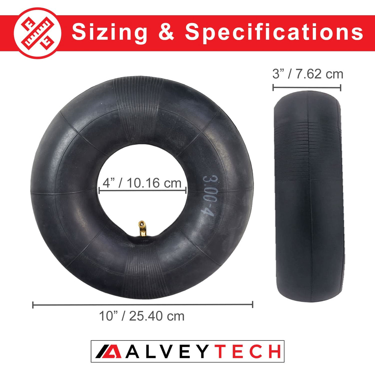 10"x3" (3.00-4, 260x85) Pneumatic Mobility Tire with C248 Powertrax Tread