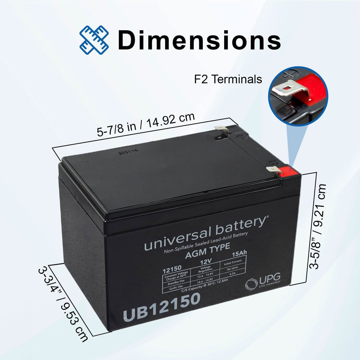 15 Ah 24 Volt (12 Ah Upgrade) UB12150 AGM Mobility Scooter Battery Pack