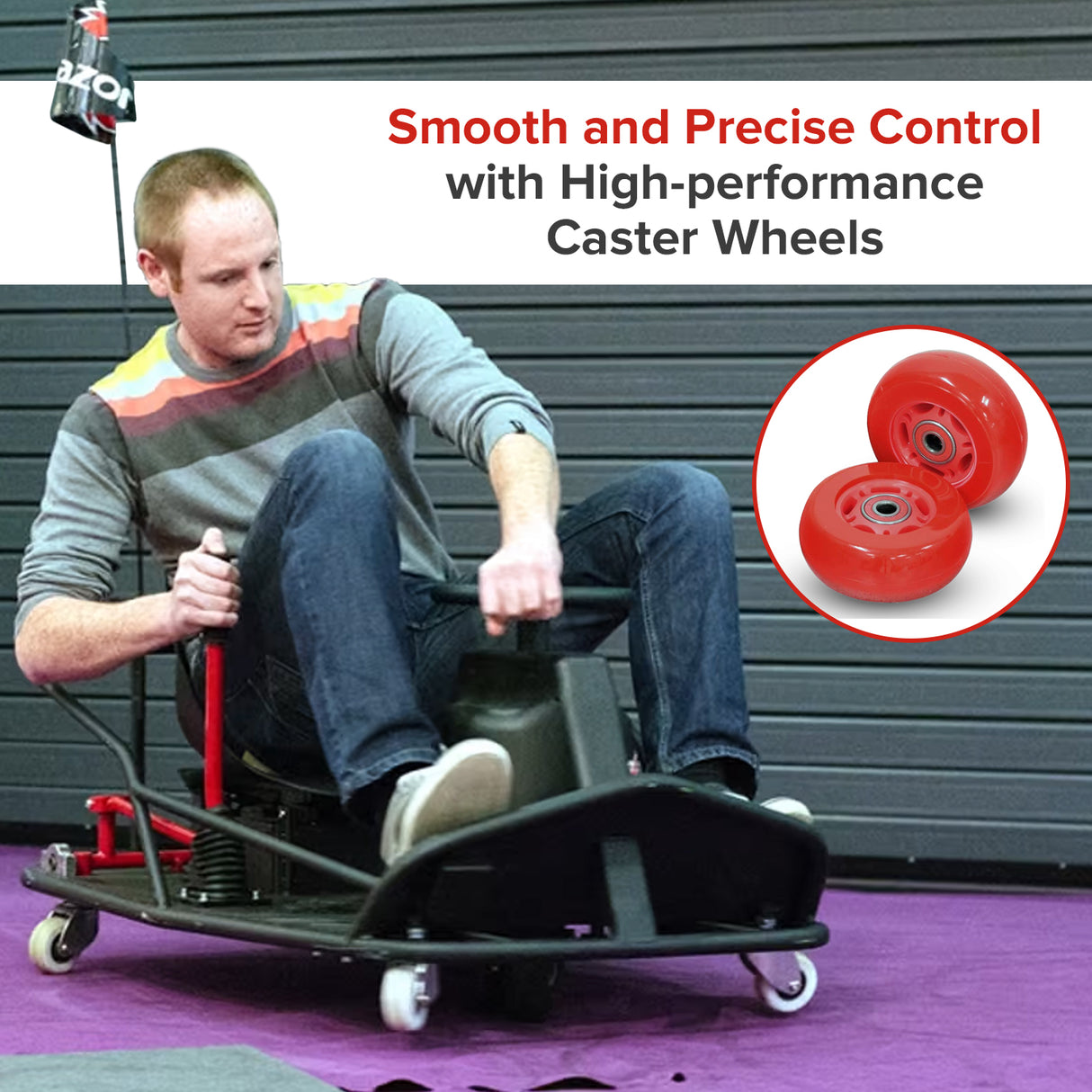 76 mm x 30 mm Caster Wheels for the Razor Crazy Cart (V7+), Crazy Cart DLX (V1+), Crazy Cart Shift (V1+), & Crazy Cart XL (V3+) (Set of 2)