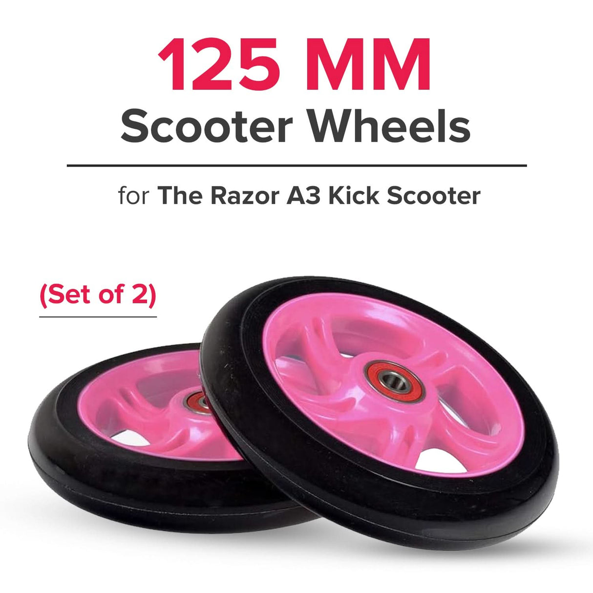 125 mm Razor A3 Kick Scooter Wheels with Bearings (Set of 2)