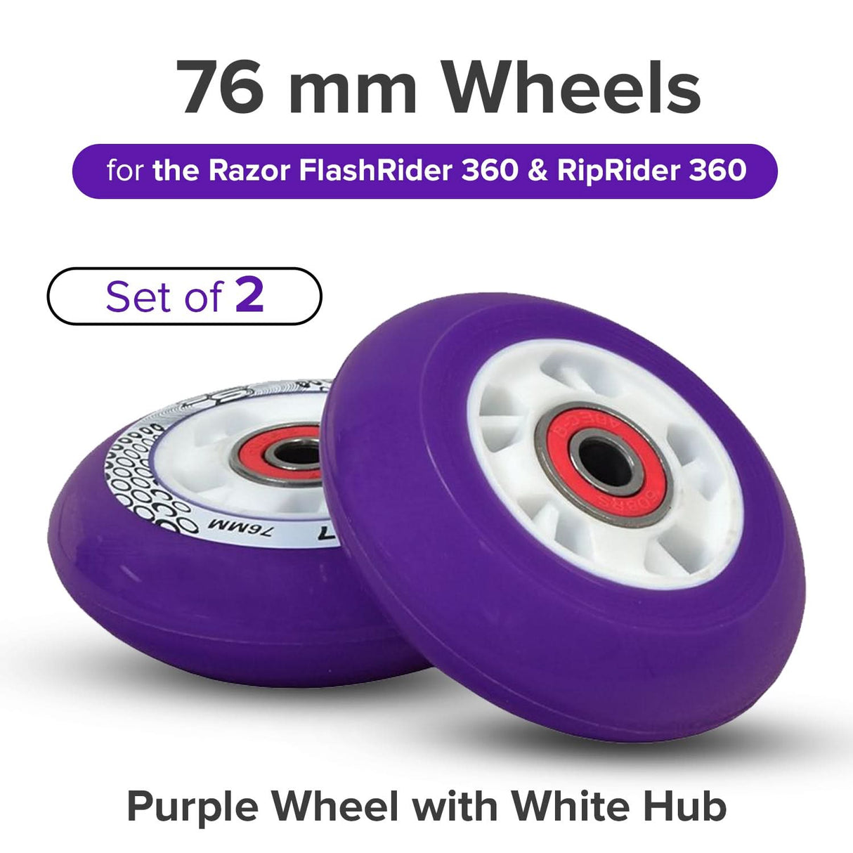 76 mm Wheels for the Razor FlashRider 360 and RipRider 360 (Set of 2)