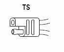 Power Wheels Battery - 6 Volt S / TS Connector (Premium); a black and white sketch of a car exhaust system, illustrating the replacement battery connectors for older Power Wheels models.