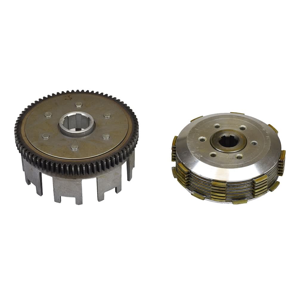 Close-up of the Clutch Assembly with 7 Plates for 250cc ATVs & Dirt Bikes, highlighting detailed metal gears and discs, ideal for upgrading Coolster or TaoTao ATVs.