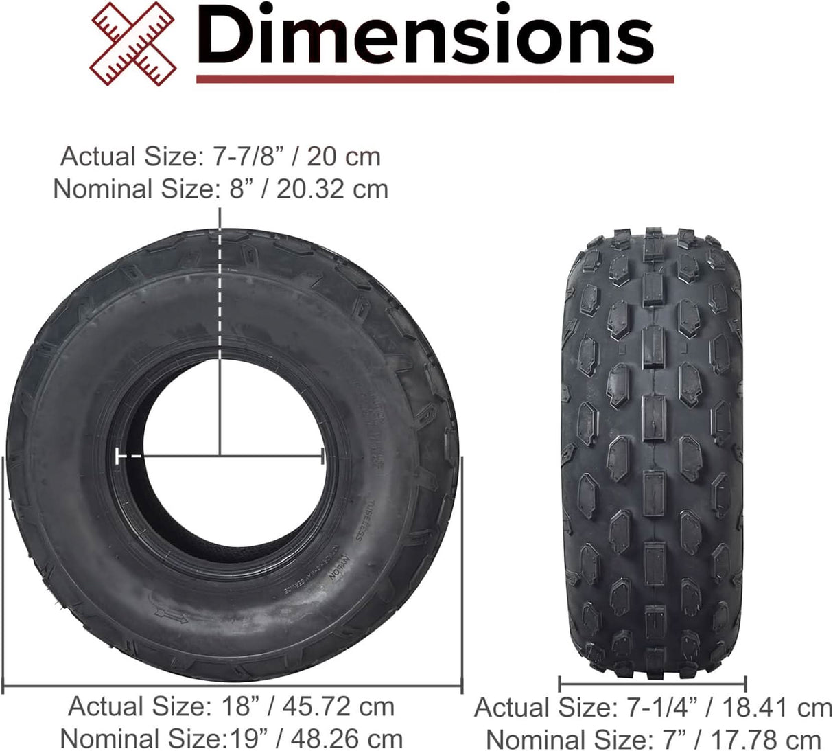 19x7.00-8 Knobby Tire for the Massimo Warrior 200 MB200 Mini Bike