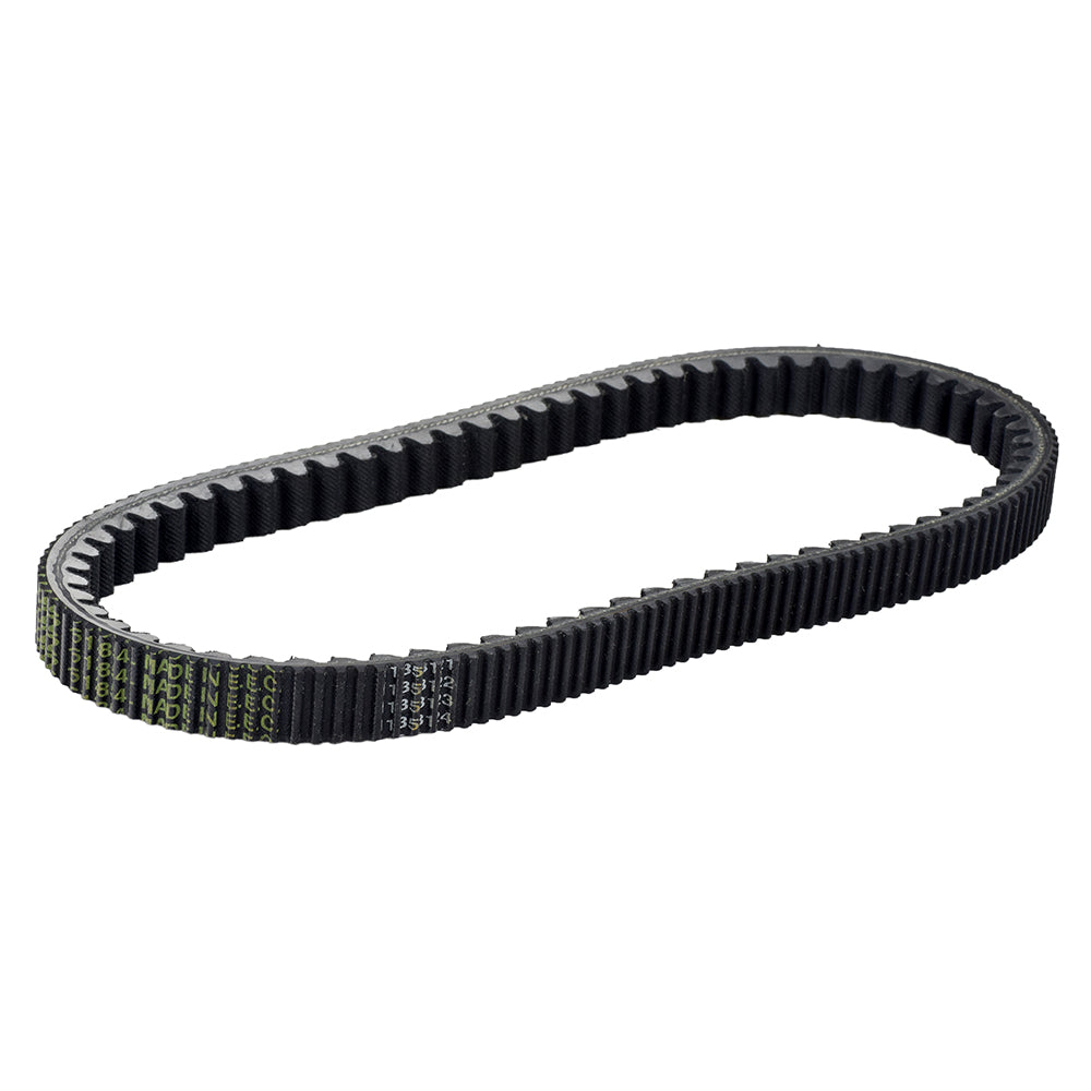 820-12-20 Malossi Aramid Scooter CVT Belt featuring visible yellow numbers, designed for Aprilia, Gilera, Malaguti, Piaggio, and Vespa street scooters.