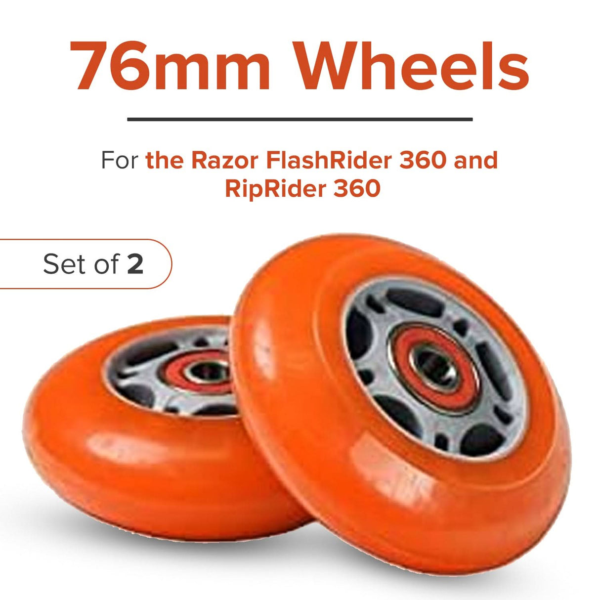 76 mm Scooter Wheels with Bearings (Set of 2)