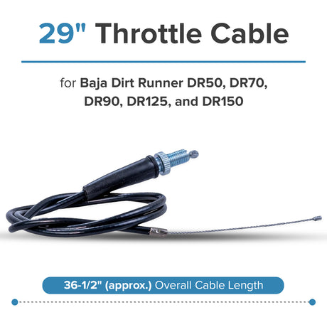 29" Dirt Bike Throttle Cable for Baja Dirt Runner DR50, DR70, DR90, DR125, DR150, & Baja X250