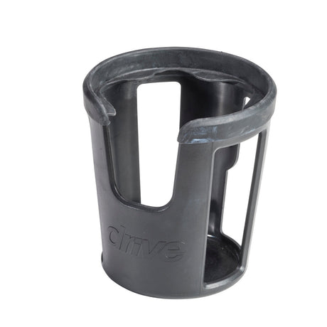 Cup Holder for the Drive Nitro Sprint Rollator, featuring a black plastic design with multiple holes, fits securely on Nitro products via built-in accessory mount for added convenience.
