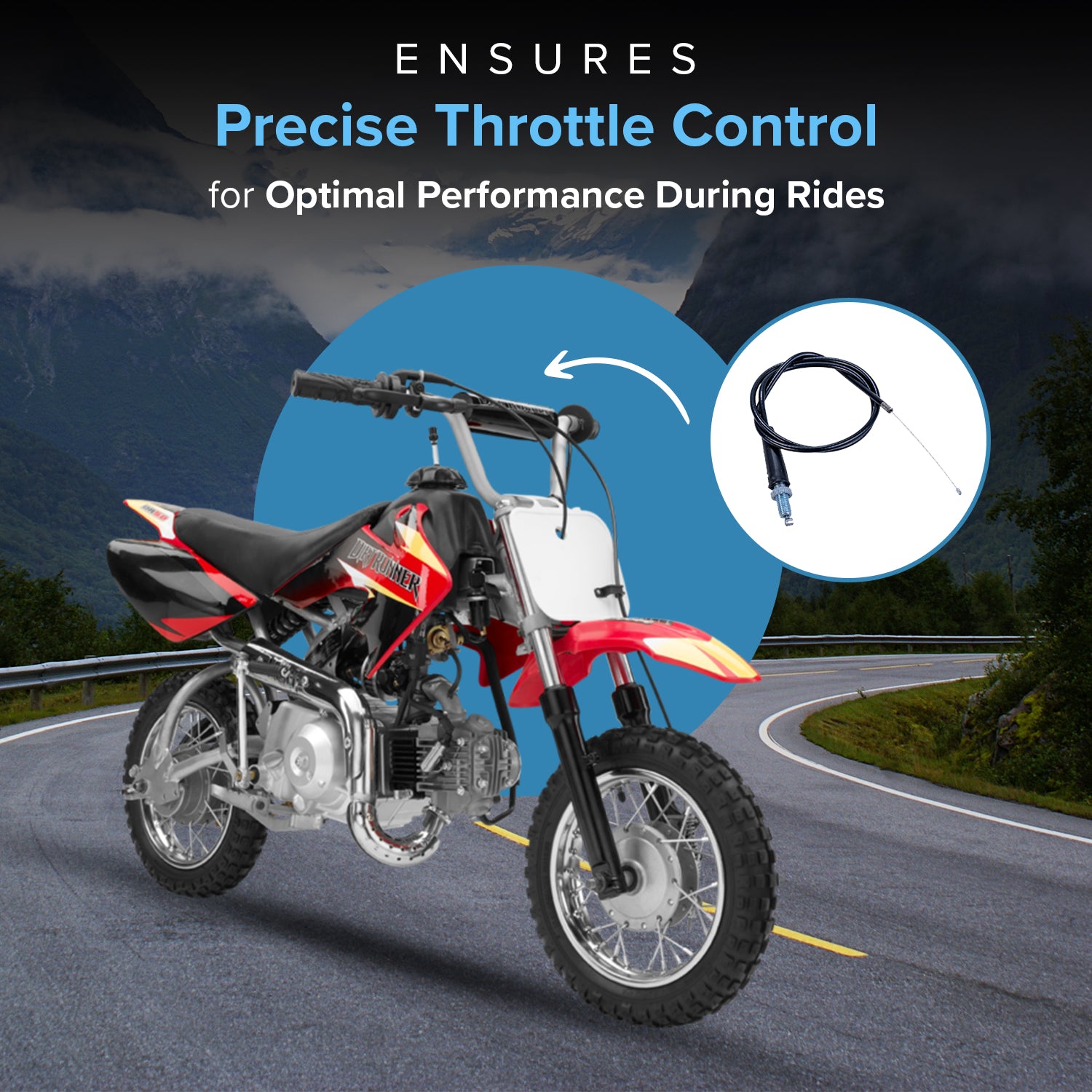 29" Dirt Bike Throttle Cable for Baja Dirt Runner DR50, DR70, DR90, DR125, DR150, & Baja X250