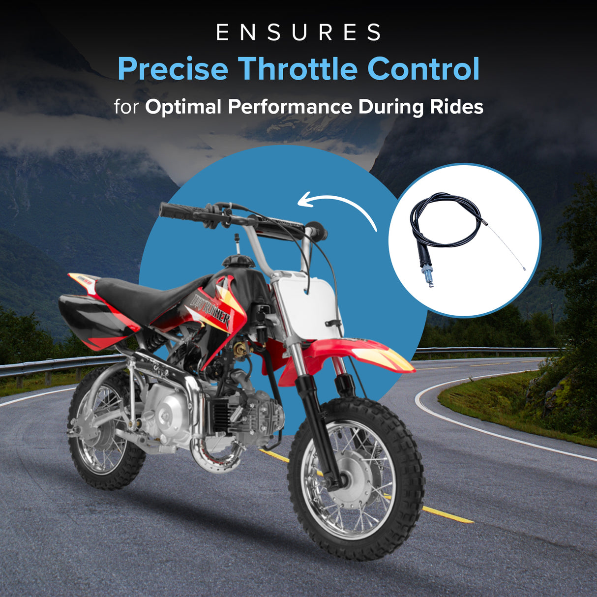 29" Dirt Bike Throttle Cable for Baja Dirt Runner DR50, DR70, DR90, DR125, DR150, & Baja X250