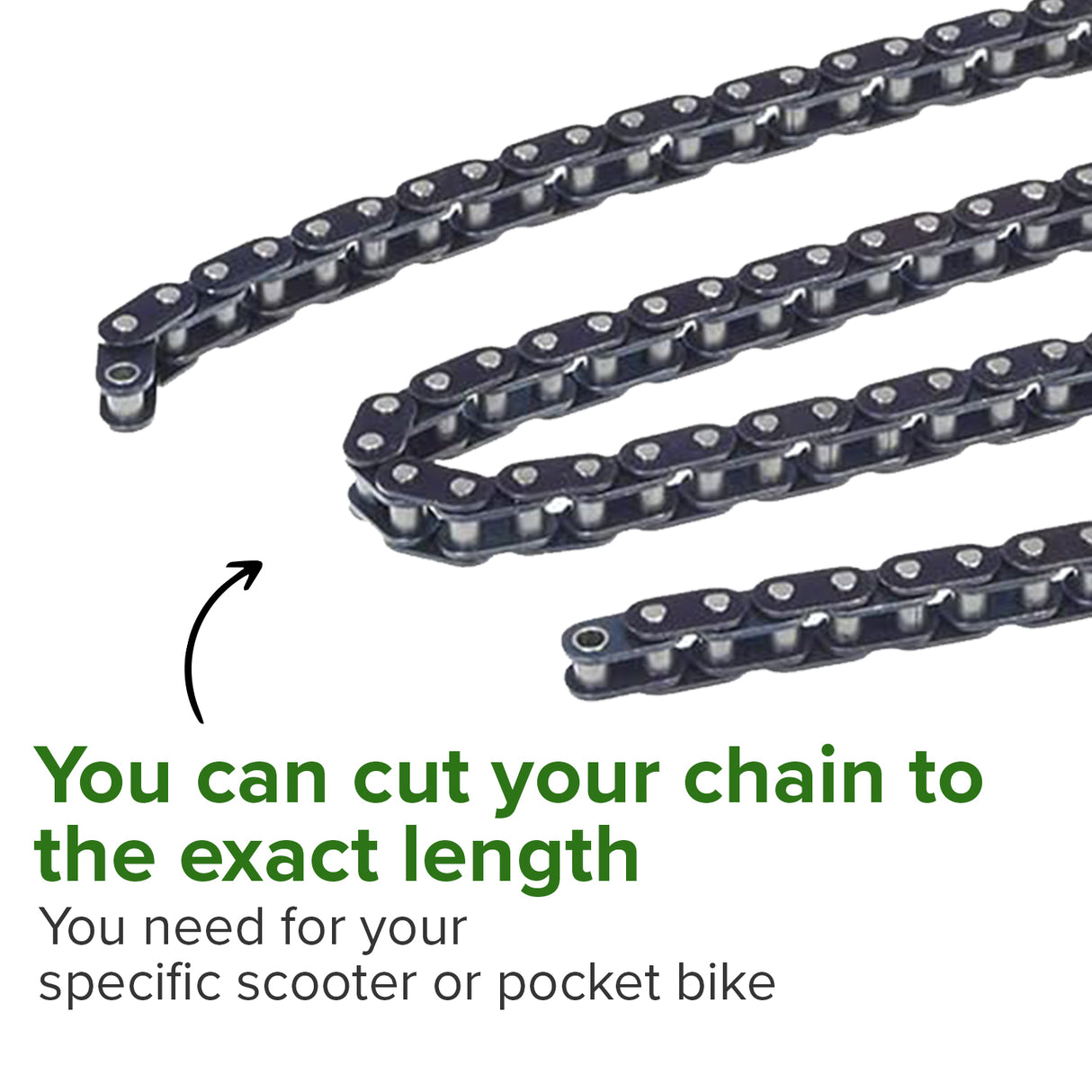8 mm 05T Open Loop Scooter Chain - 3 Feet with Master Link