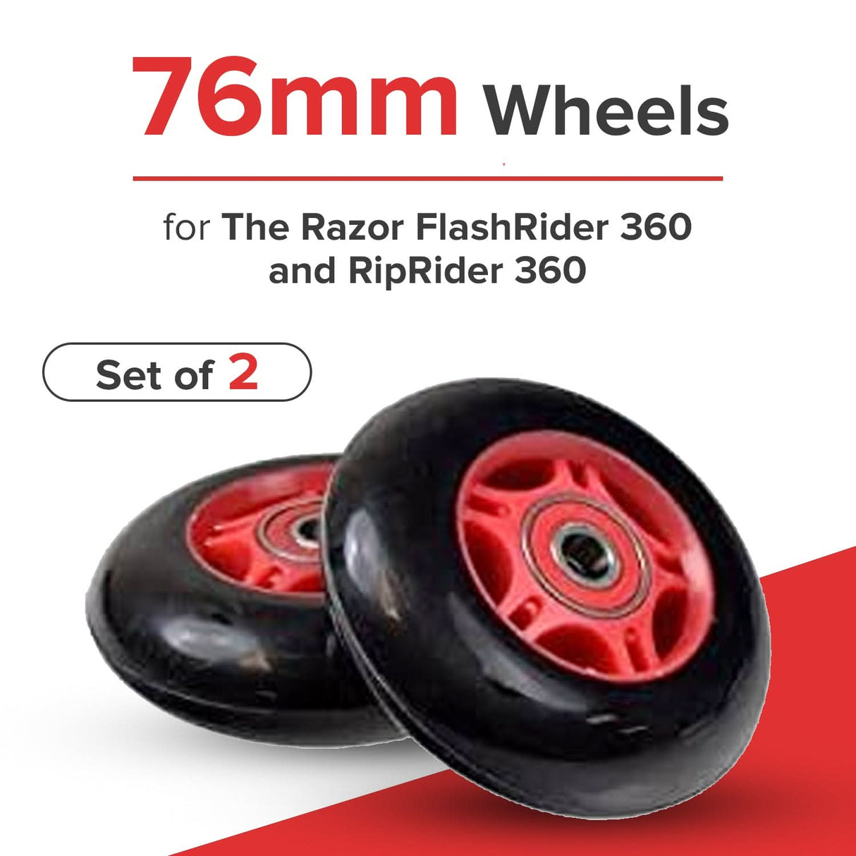 76 mm Scooter Wheels with Bearings (Set of 2)
