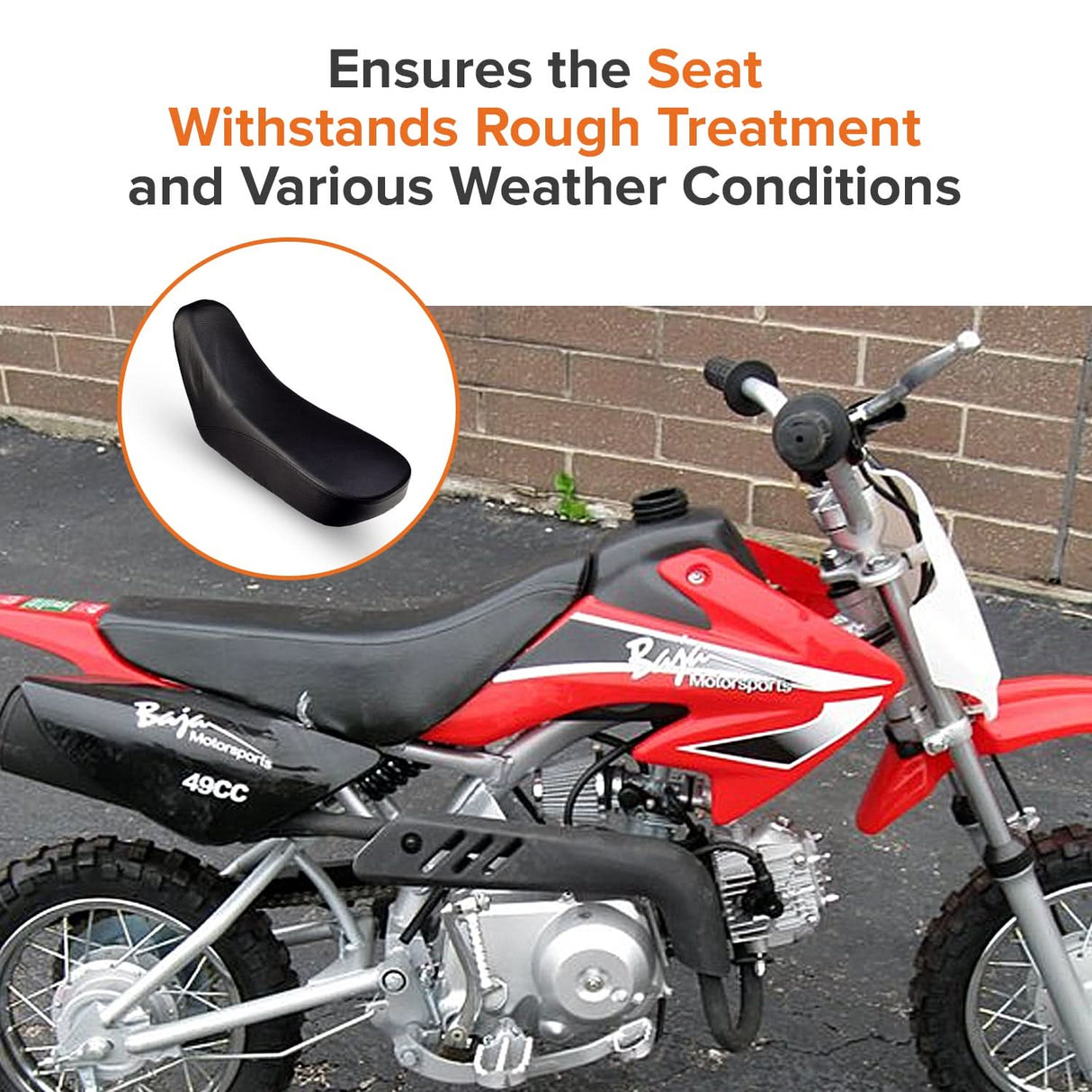 Black Vinyl Seat for 50cc, 70cc, 90cc, & 110cc ATVs from Baja Motorsports, Roketa, SunL, & Taotao