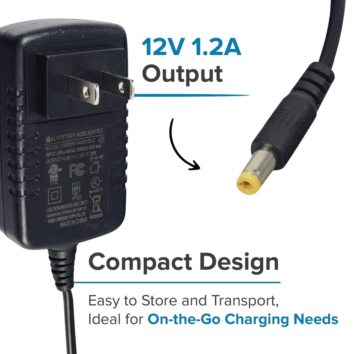 12 Volt 1.2 Amp 2.1mm ID Coaxial Battery Charger for the Kidzone 12V Ride-On Electric Tractor w/ Trailer