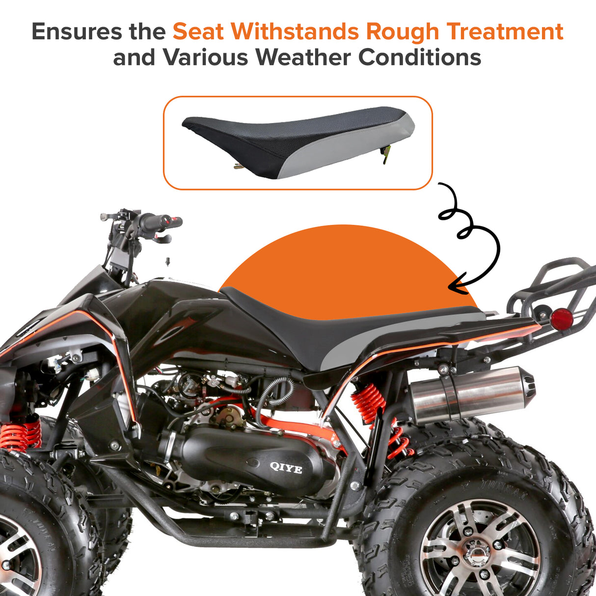 Black & Gray Vinyl Seat for 90cc - 150cc ATVs