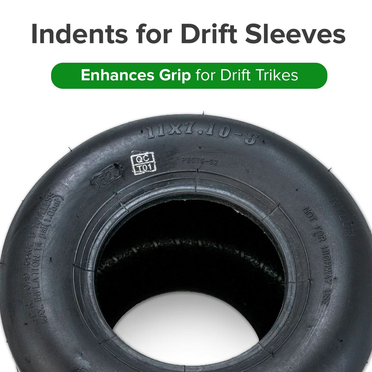 11x7.10-5 Tubeless Slick Tire for Drift Trikes & Go-Karts
