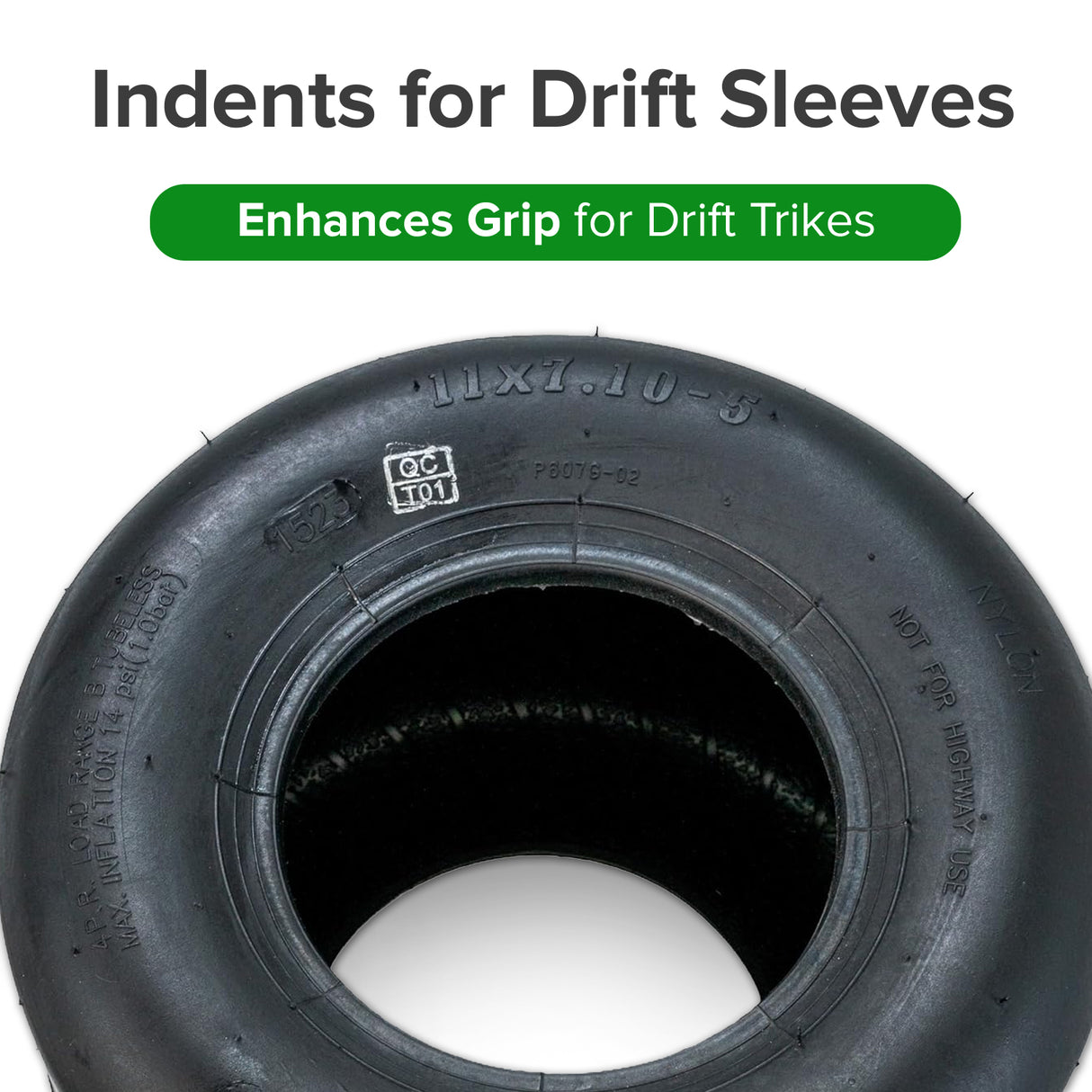 11x7.10-5 Tubeless Slick Tire for Drift Trikes & Go-Karts