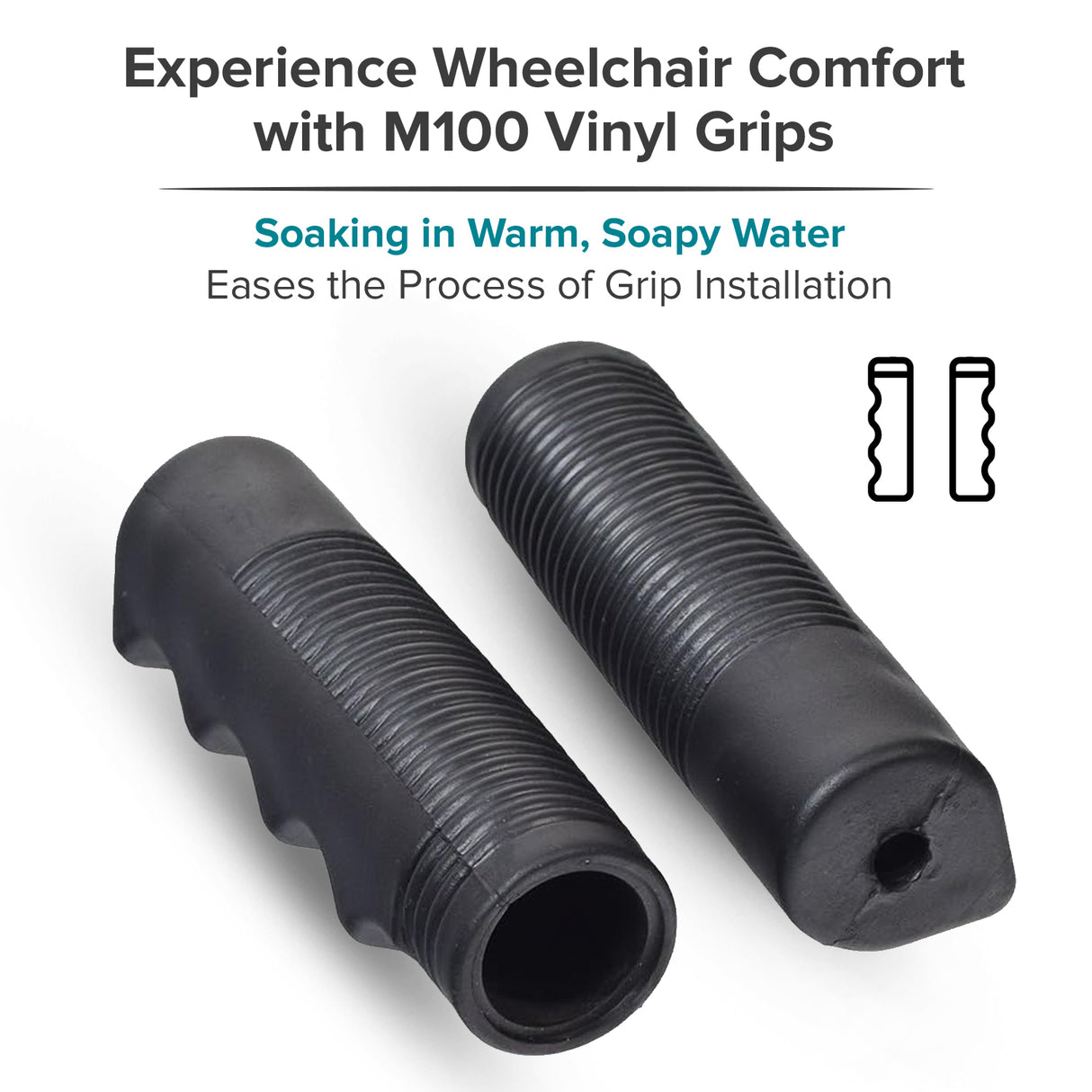 M100 Black Vinyl Handle Grip Set for Wheelchairs (Set of 2)