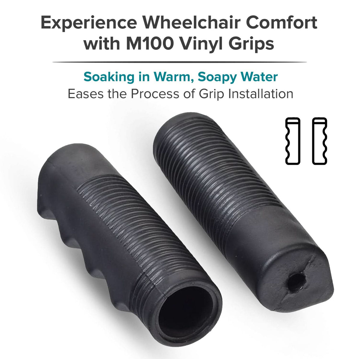 M100 Black Vinyl Handle Grip Set for Wheelchairs (Set of 2)