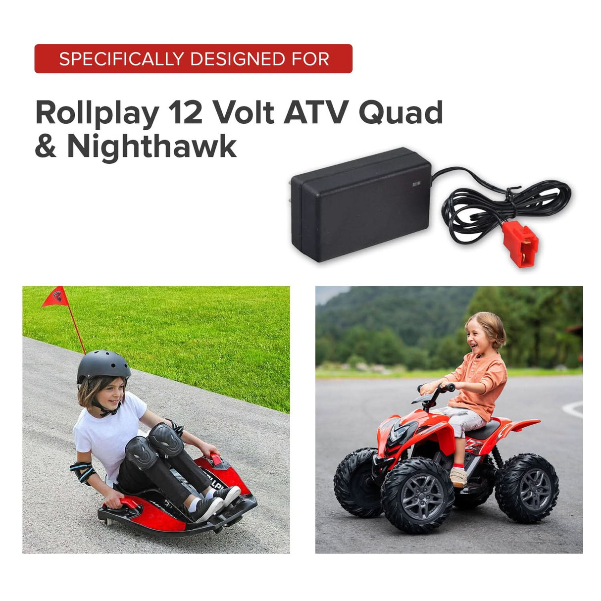 12 Volt 1.0 Amp Square End Battery Charger for Ride-On Toys