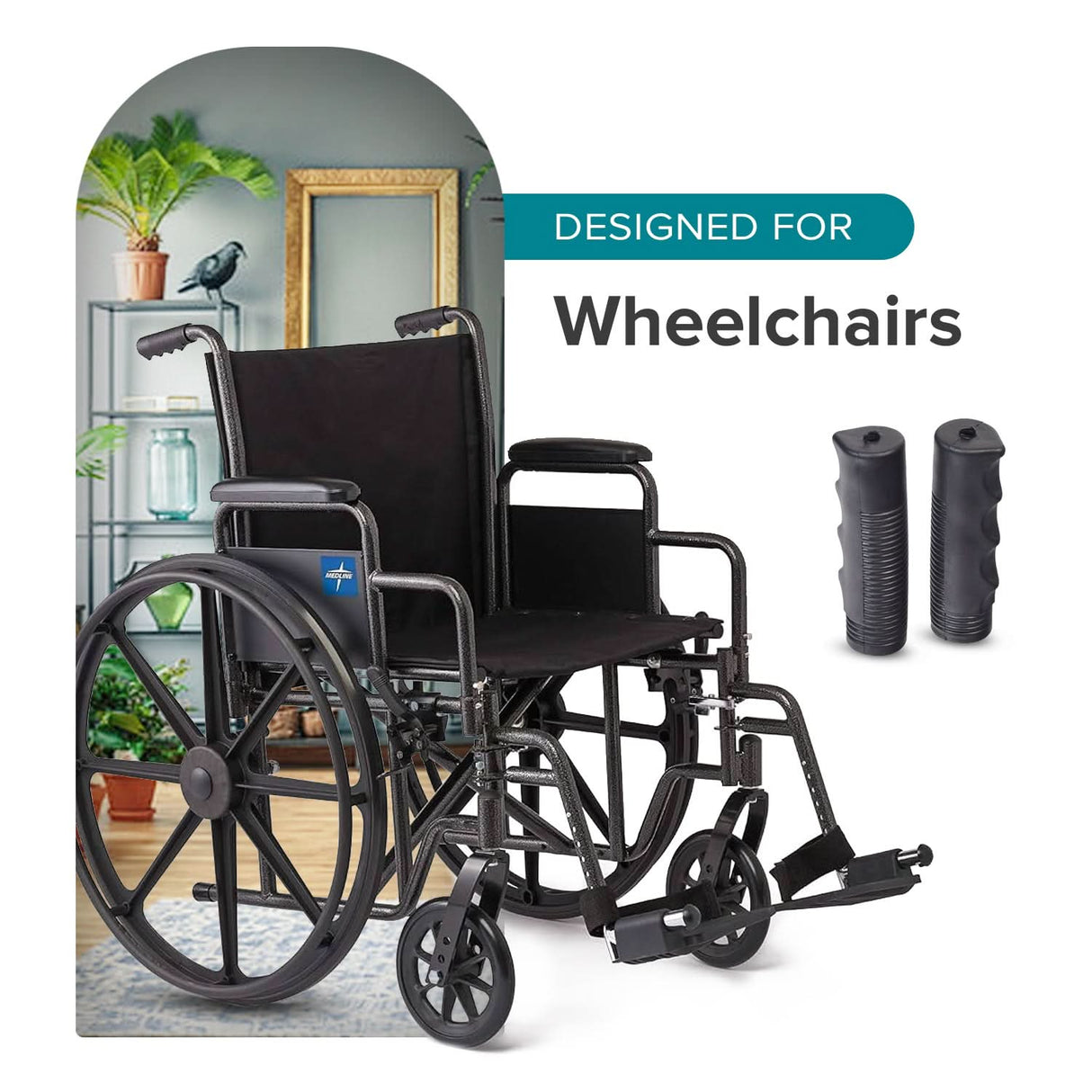 M100 Black Vinyl Handle Grip Set for Wheelchairs (Set of 2)