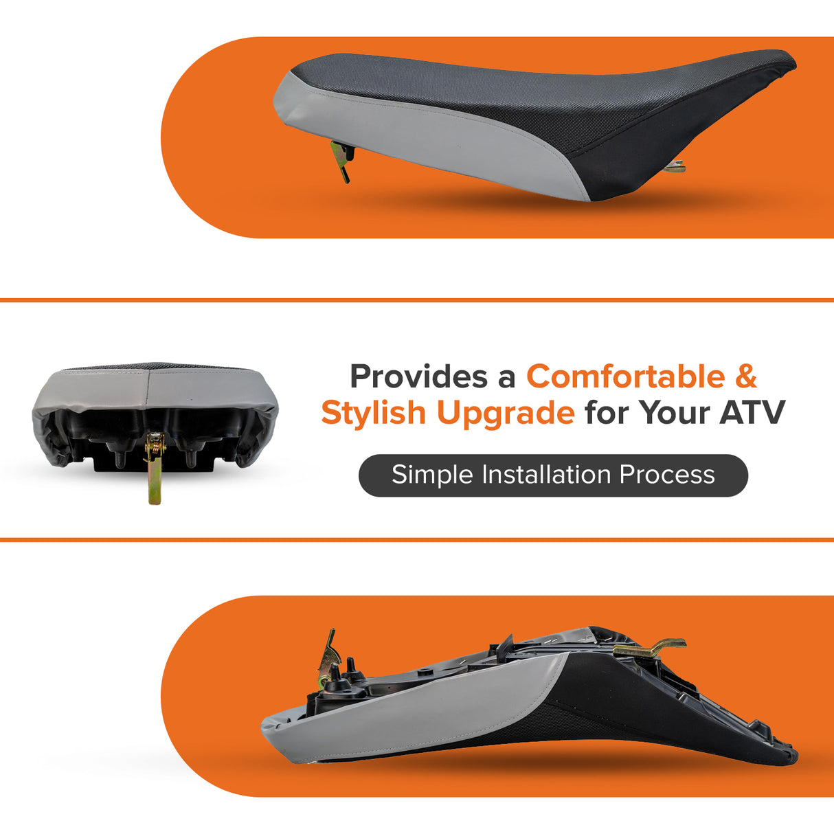 Black & Gray Vinyl Seat for 90cc - 150cc ATVs