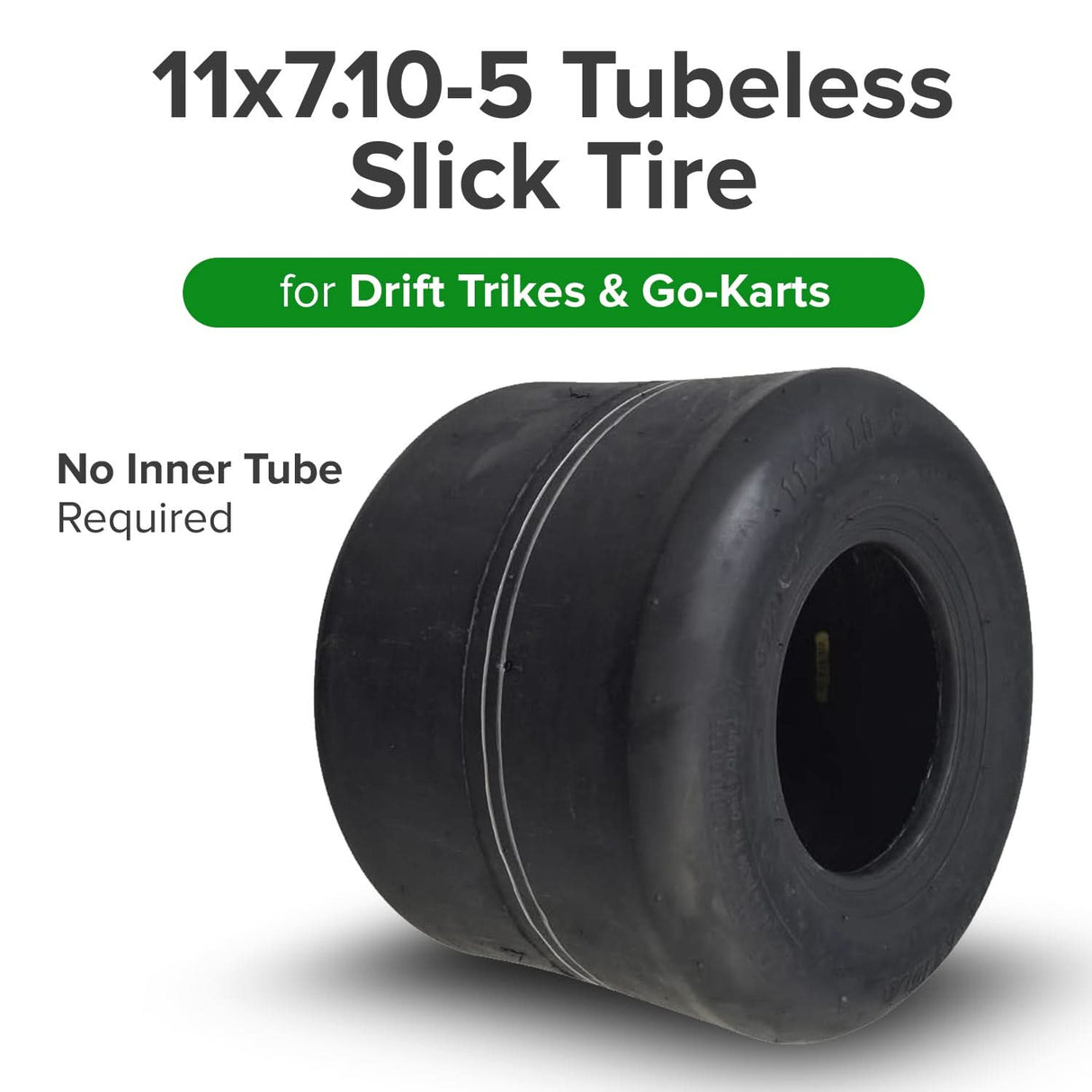 11x7.10-5 Tubeless Slick Tire for Drift Trikes & Go-Karts