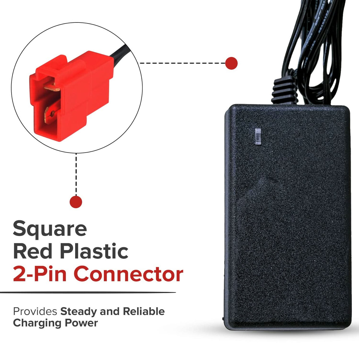 12 Volt 1.0 Amp Square End Battery Charger for Ride-On Toys