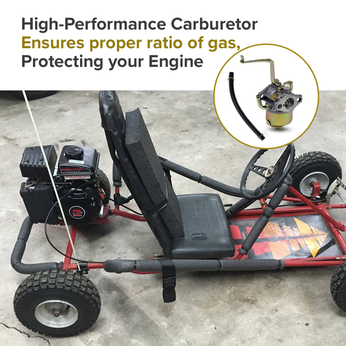 P15 Carburetor for the 79cc Predator Go-Kart & Mini Bike Engine