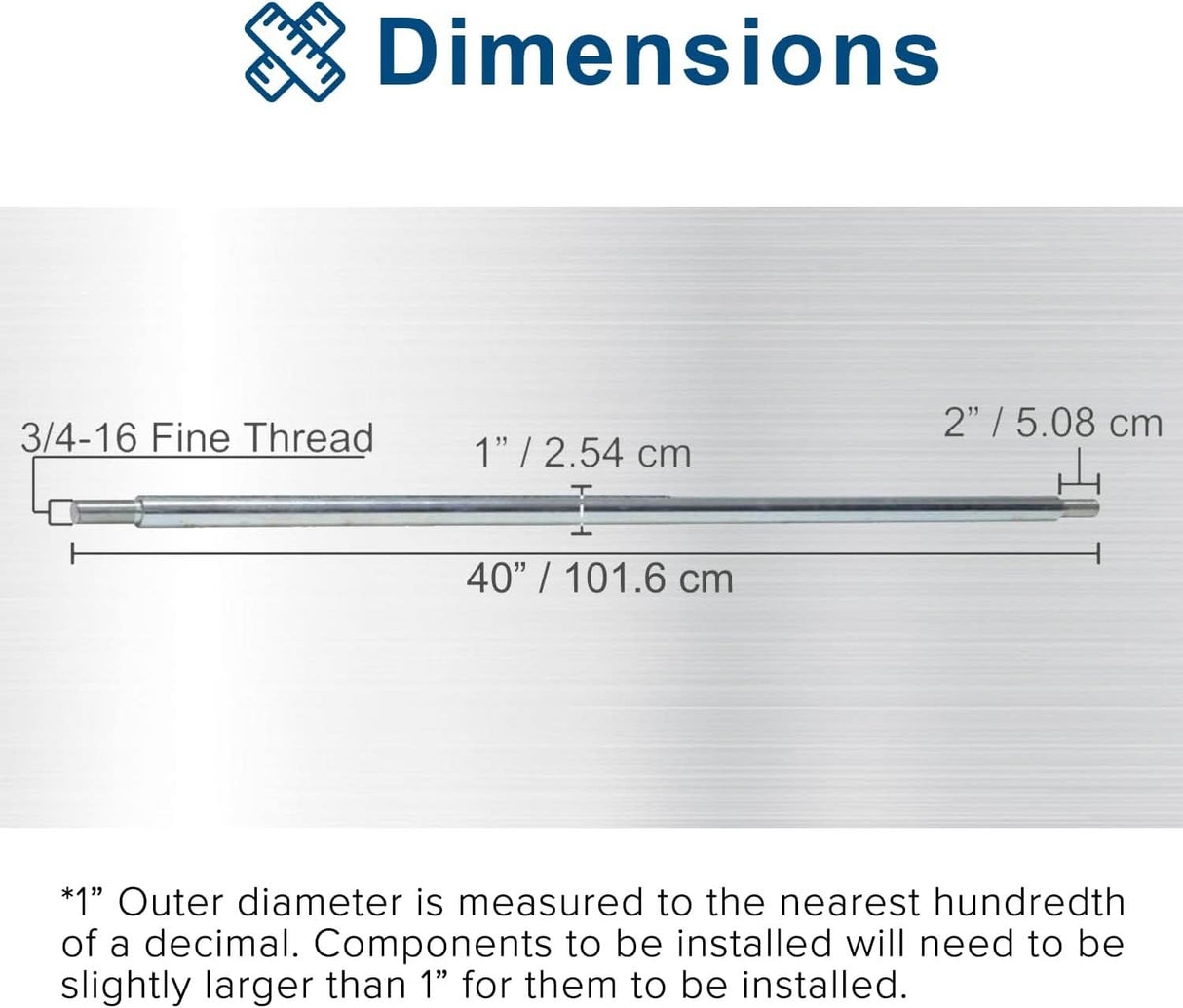 1" Diameter Axle Rod for Go-Karts With Hardware