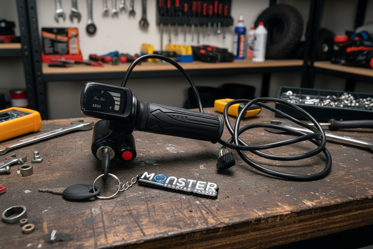 48 Volt Throttle with 7 Wire Connector, Keyswitch, and Keys for the Caroma Z2 Electric Scooter