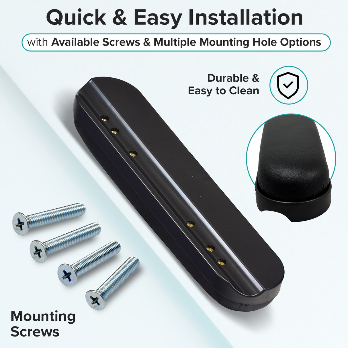 Black 10" Desk Length Padded Vinyl Armrest for Mobility Scooters (Set of 2)