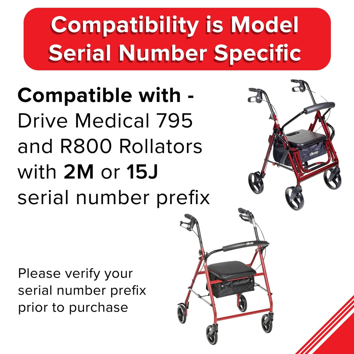 Hand Brake for Drive Medical 795 & R800 Rollators with 2M Prefix (750BRAKE-2M)