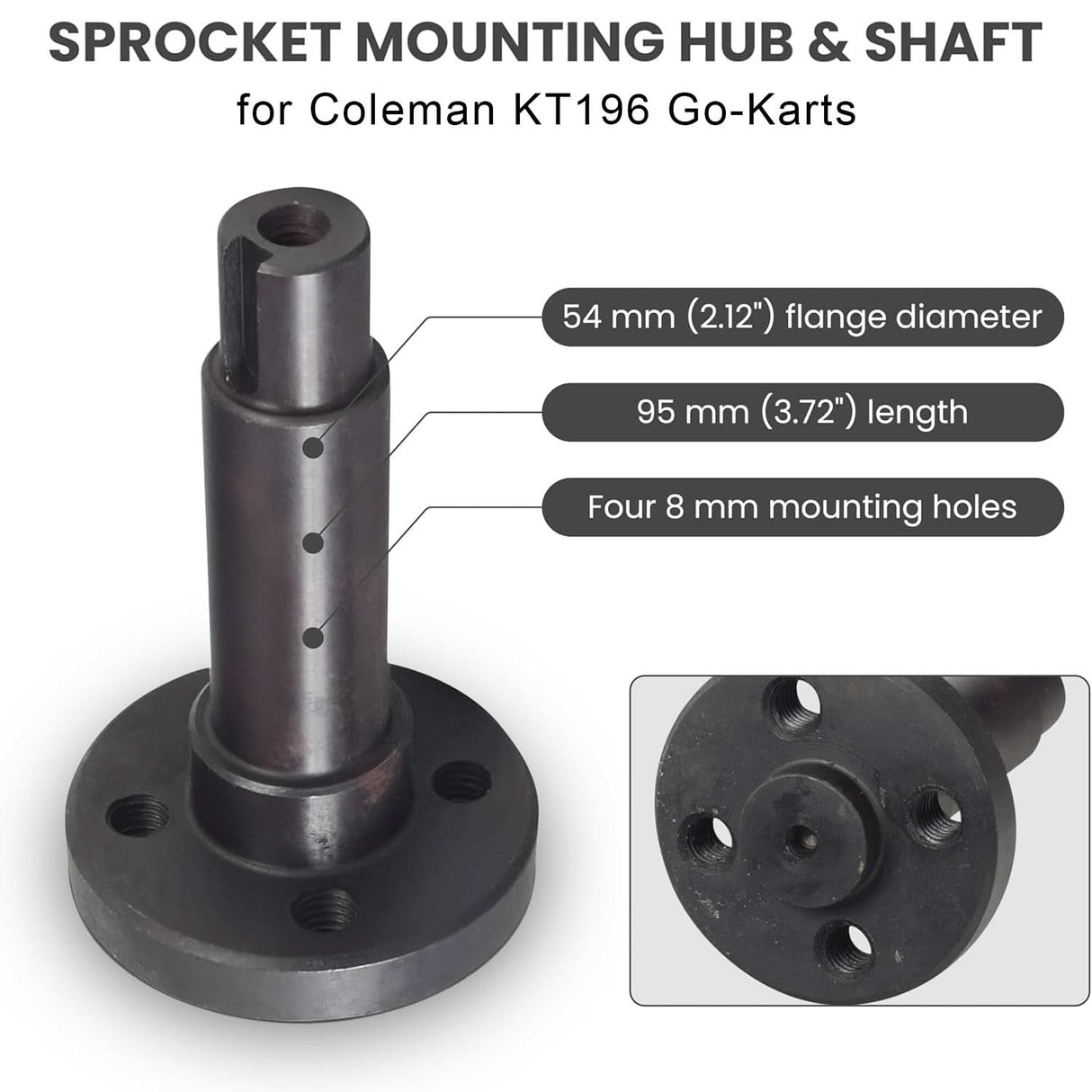 Sprocket Mounting Hub & Shaft for Coleman KT196 & CK196 Go-Karts